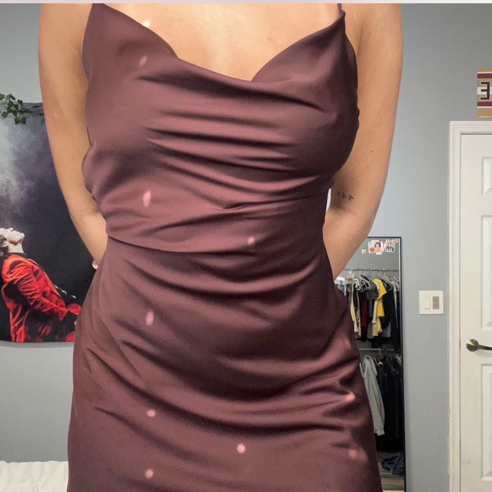 Chocolate Brown Satin Dress